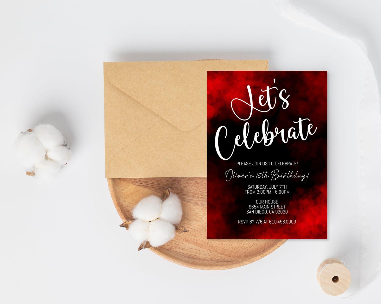 Editable Red & Black Birthday Invitations/any Age/luxury Red Birthday ...