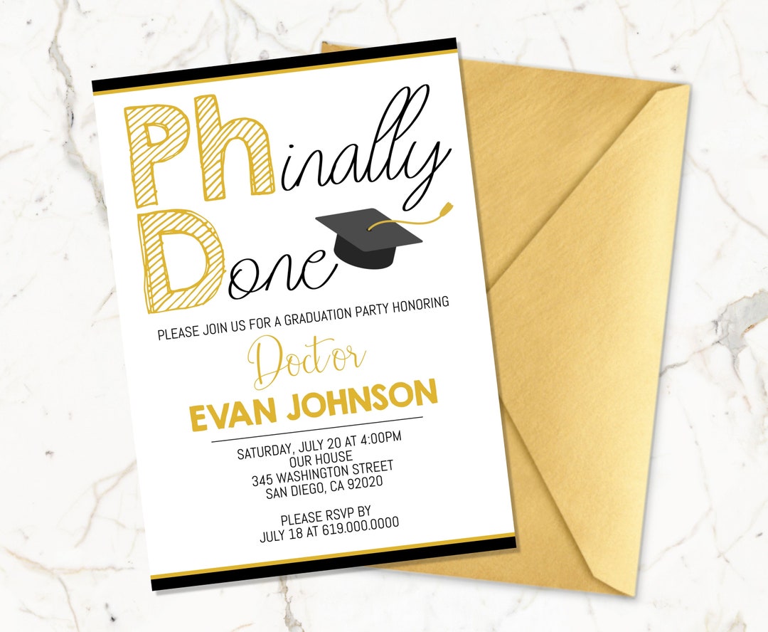 phd graduation invitation card