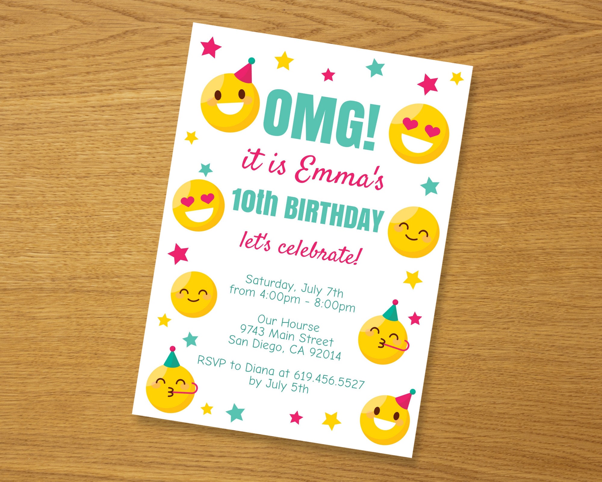 Editable Emoji Birthday Invitations for Boys/girls/kids Emoji - Etsy