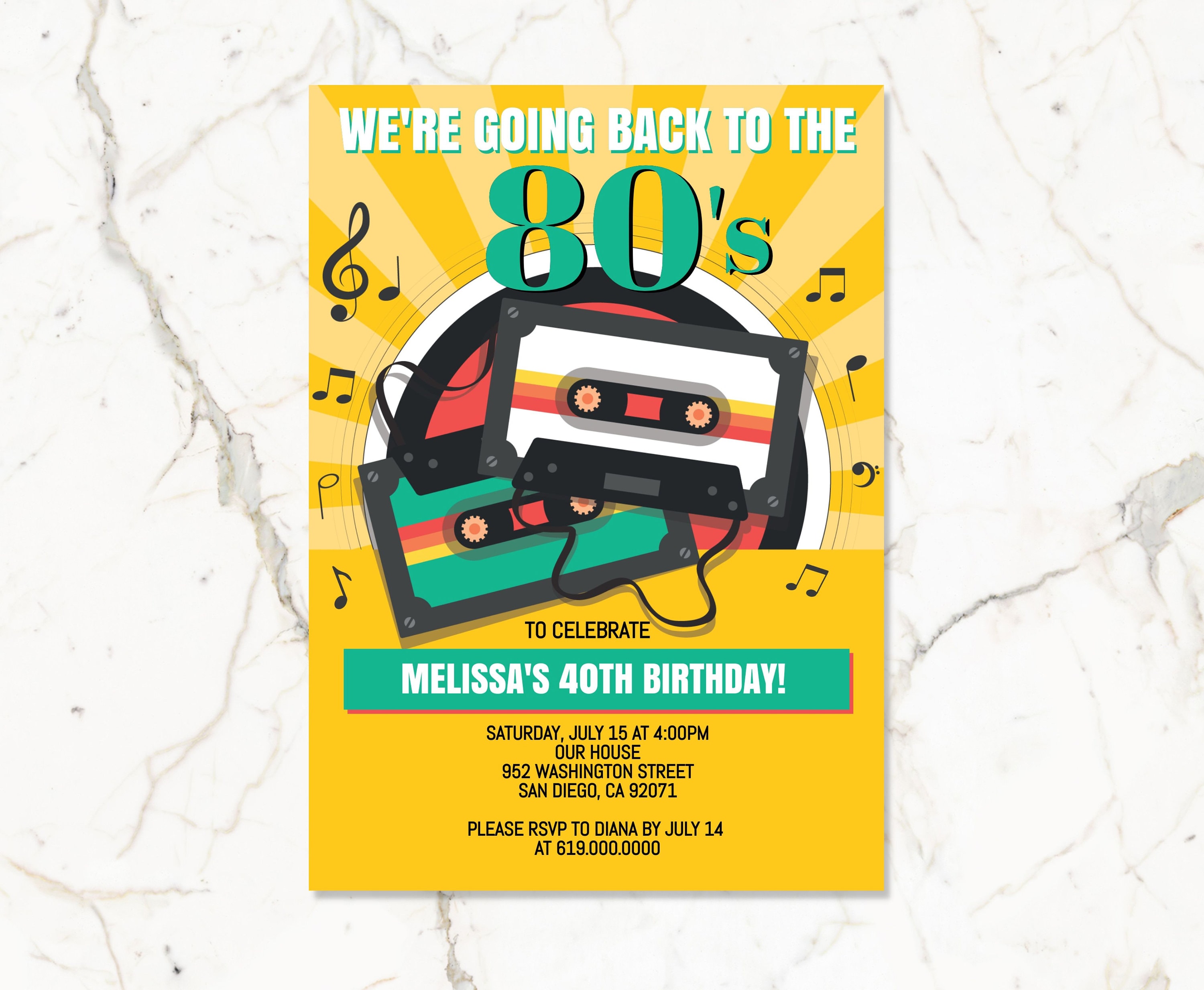 Editable 80s Birthday Party Invitation, Back to the 90s, Throwback
