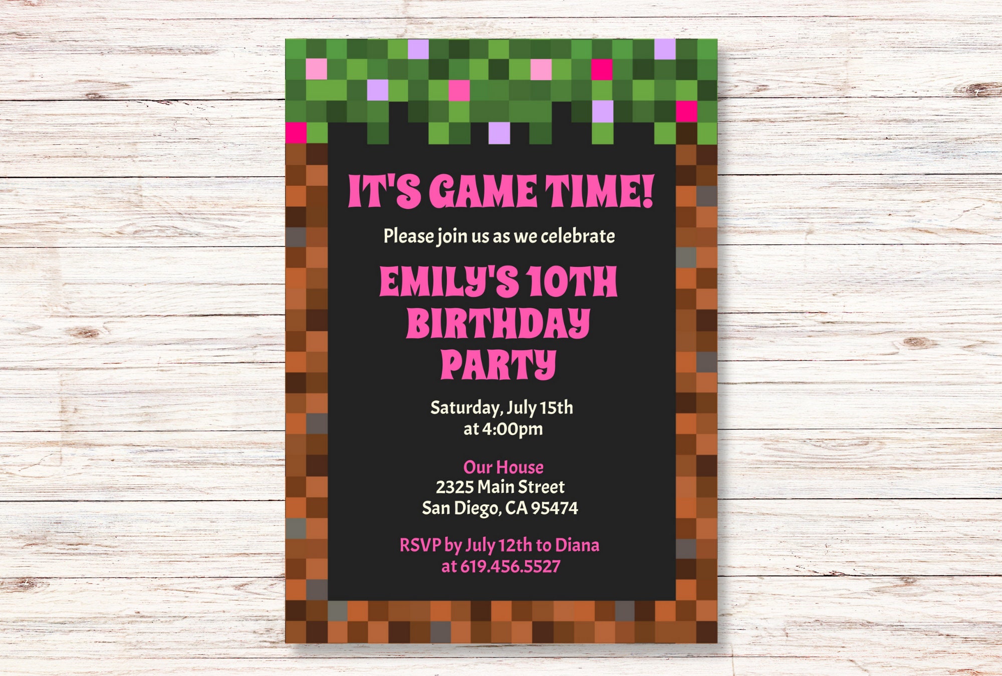 FREE PRINTABLE) – Cheerful Minecraft Birthday Invitation Template