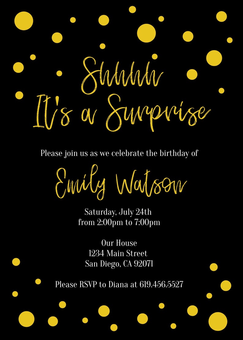 Black & Gold Birthday Invitations Him Her/edit Etsy