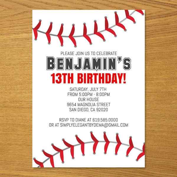 Baseball Birthday Invitation Template, Sports Theme Birthday Invitation, Kids Birthday Invitations, Sports Birthday for Boys Kids Girls, DIY