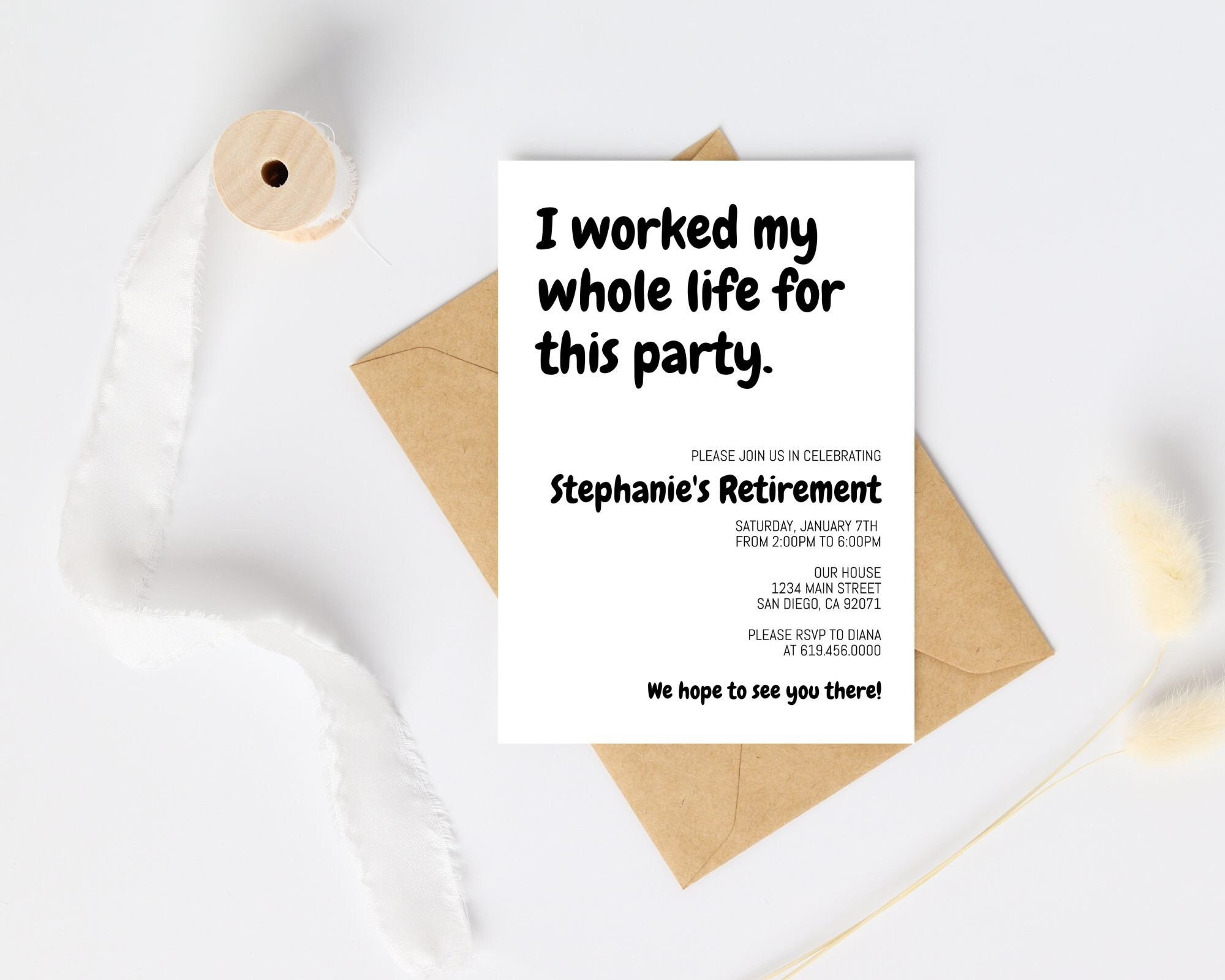 Funny Retirement Invitation, Minimal Retirement Celebration Invitation