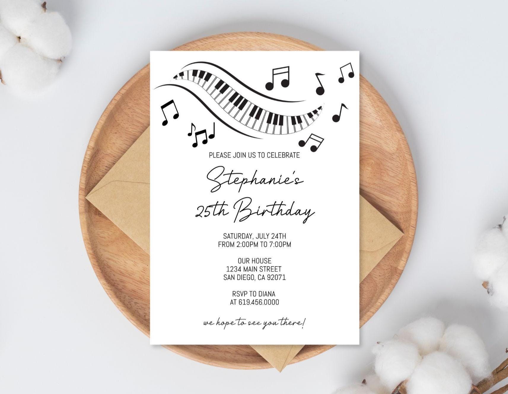 Music Notes Birthday Party Invitation Template, Karaoke Music Theme ...