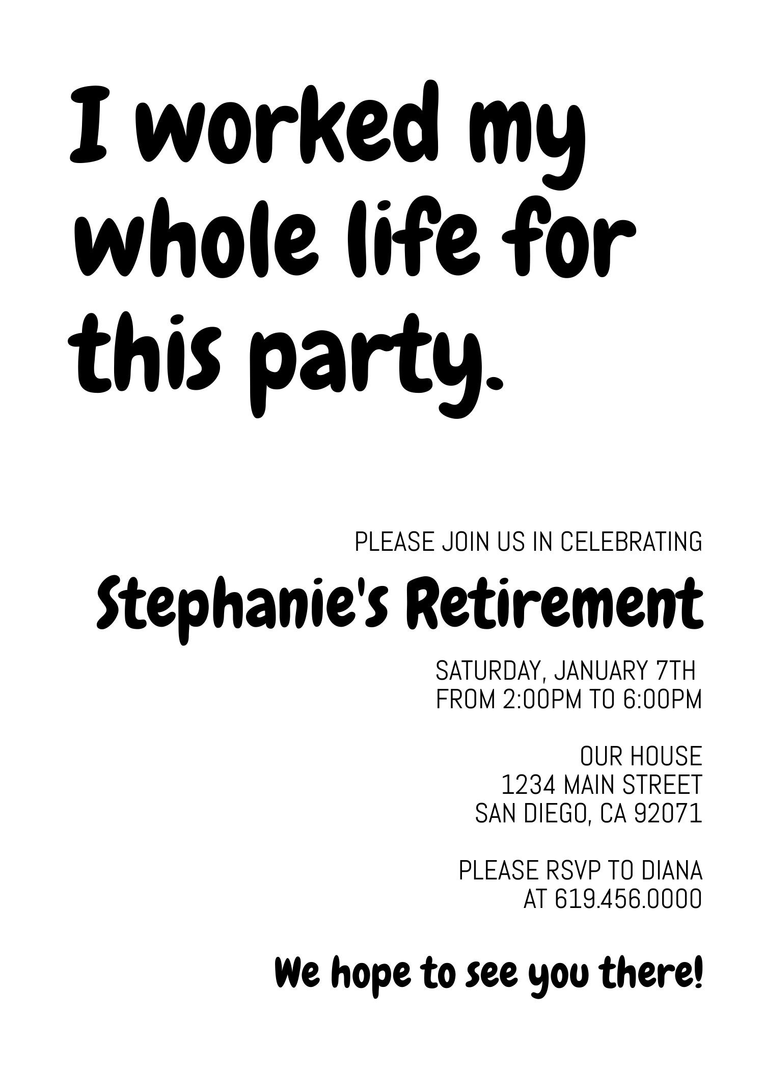 Funny Retirement Invitation, Minimal Retirement Celebration Invitation