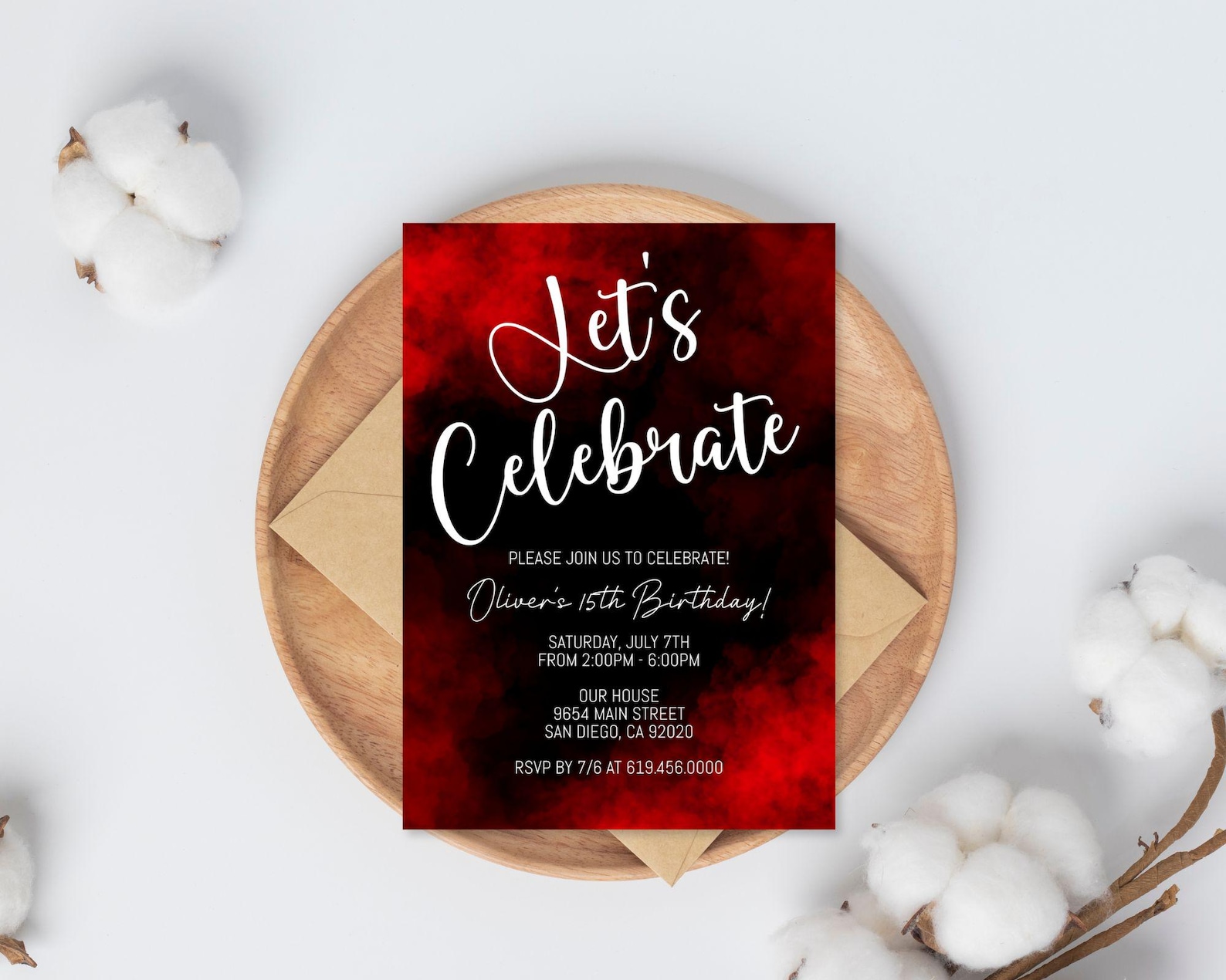 Editable Red & Black Birthday Invitations/any Age/luxury Red Birthday ...