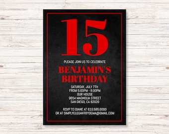 Red and Black Birthday Invitation Template (Instant Download)