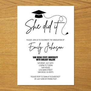 She Did It Graduation Invitation Template, Printable Graduation Party ...