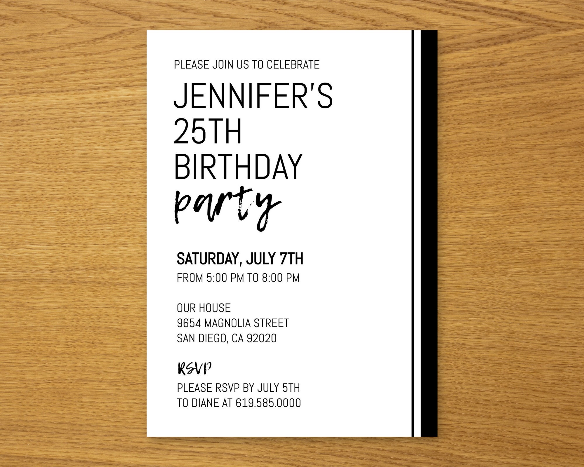 Luxury Birthday Invitation Template to print at home