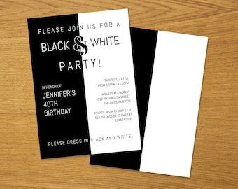 Stylish Black and White Party Invitations, Adult Party Invitation, Black and White Party, Instant Download, Corjl Template, Printable Invite