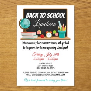 EDITABLE Teacher Staff Luncheon, Breakfast Social Printable Flyer Invite, School Fundraiser, Back To School Lunch Printable Invitation Corjl