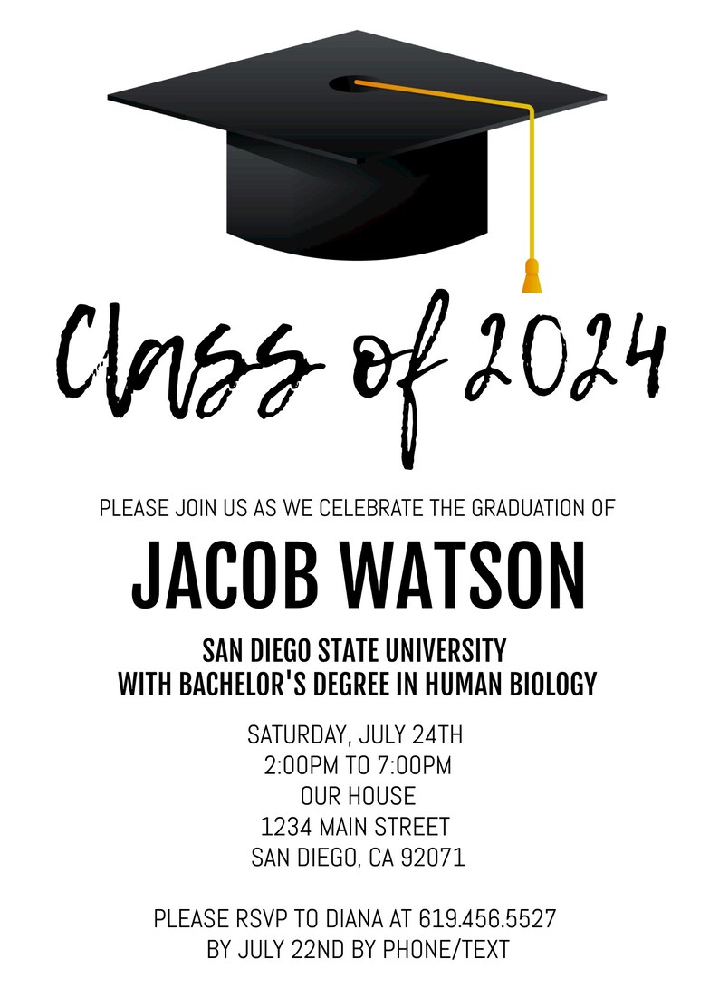 Graduation Party Invitation Template Graduation Announcement Gold