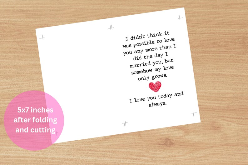 Romantic Anniversary Card, Love You Card (PDF 5x7) Instant Download - Etsy