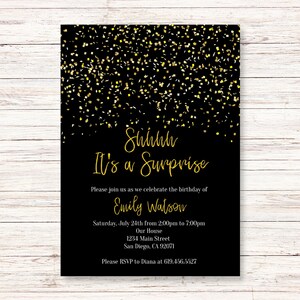 Schwarz und Gold Geburtstagseinladungen / JEDE Farbe / selbst bearbeiten/Druckbare Gold Geburtstagseinladungen /Sofortiger Download/Digitale Einladung/Vorlage