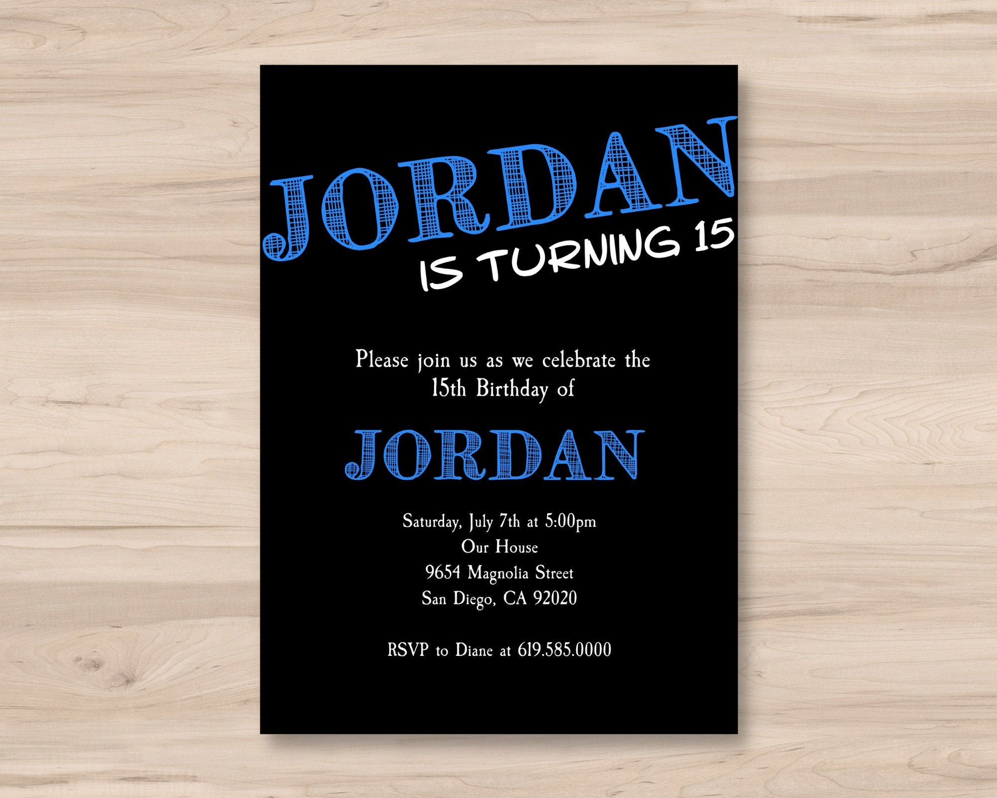 Black and Blue Birthday Invitation for Boys/ANY AGE & Color | Etsy