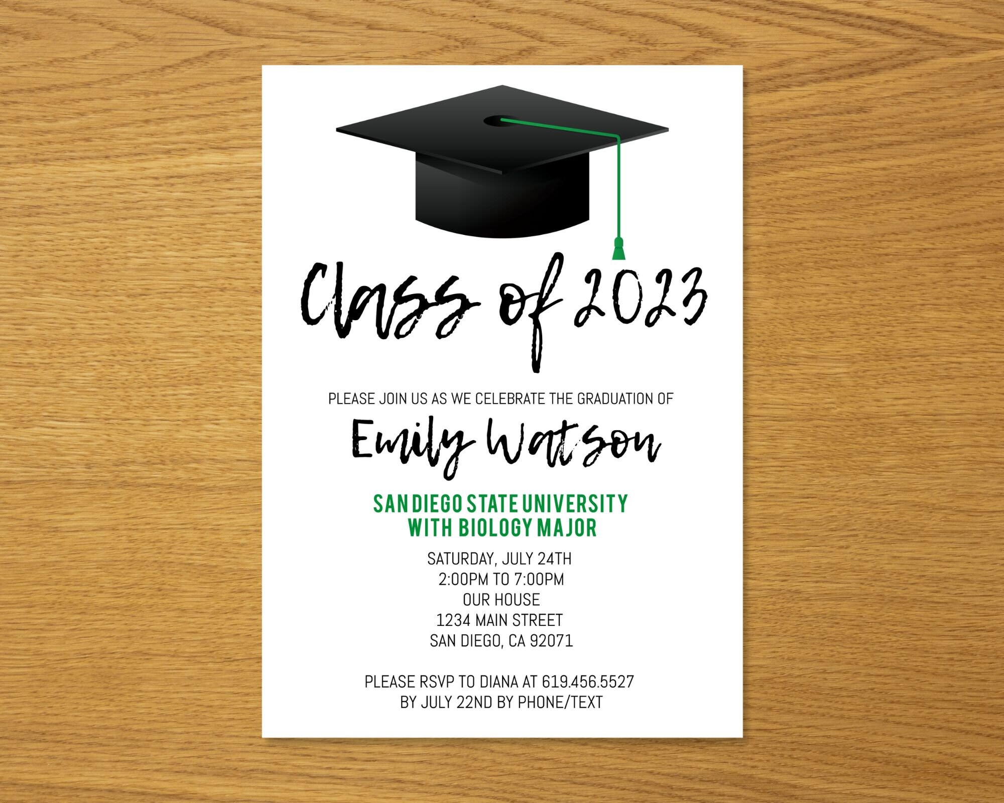 Class of 2023 Green Graduation Party Invitation Template High Etsy