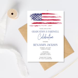 American Flag Graduation Farewell Party Invitation Template, Military ...