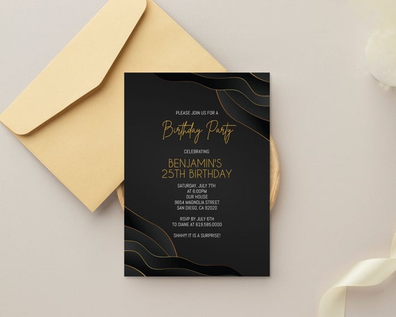 Luxury Birthday Invitation Template to print at home