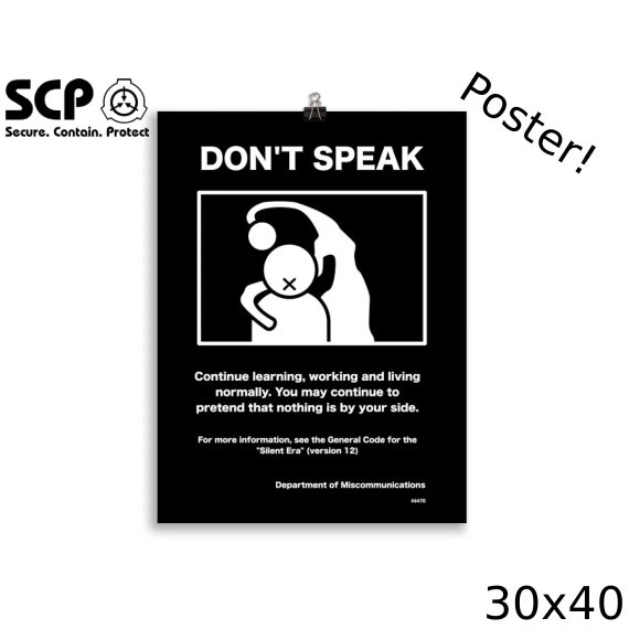 SCP WARNING Poster Don't Speak Scp-foundation Poster 