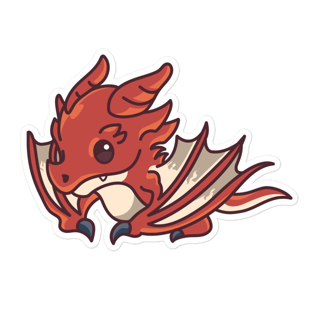 Baby Red Wyvern Dragon Sticker Chibi Kawaii Cute Cartoon Art Etsy