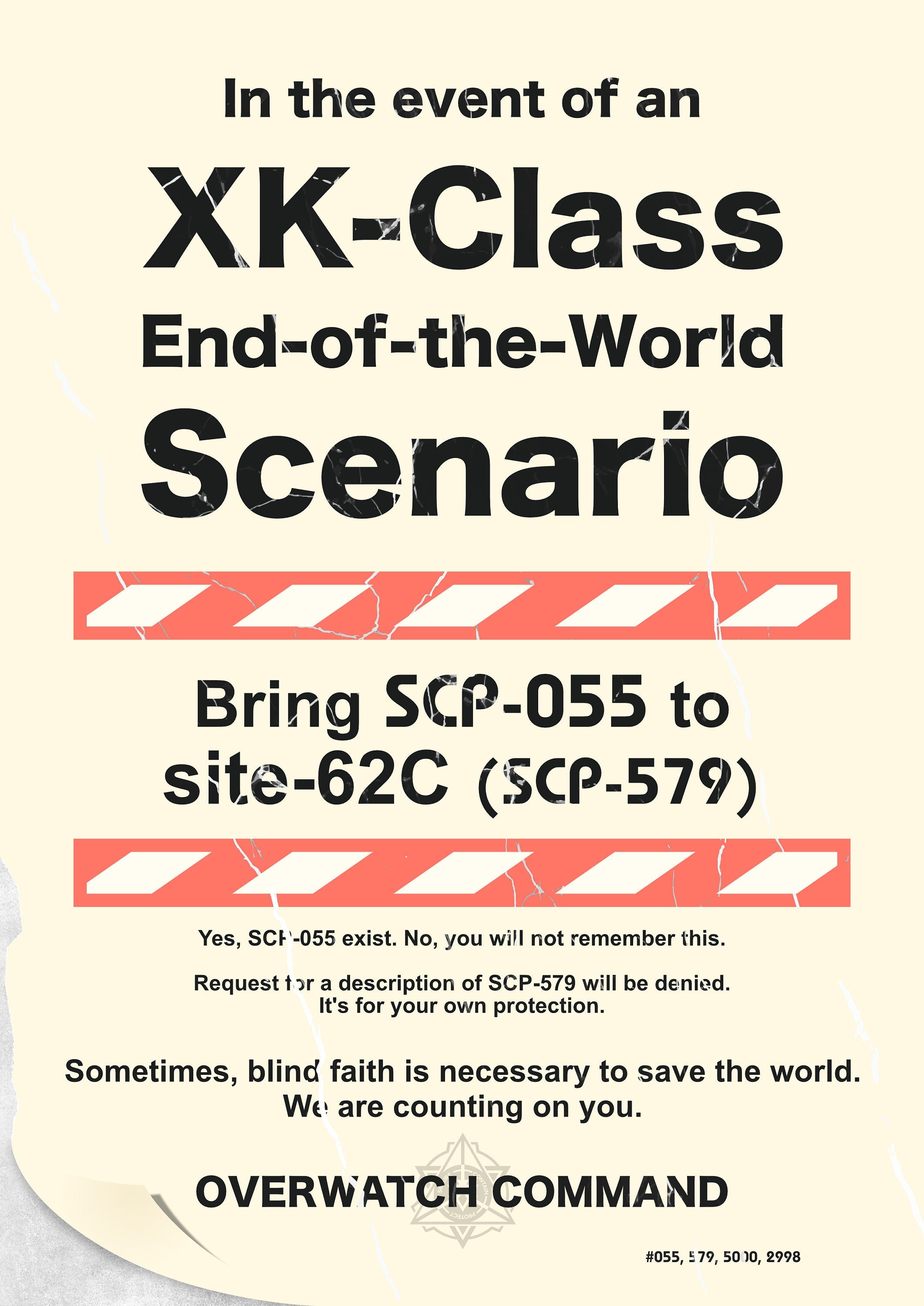 SCP Warning Poster in the Event of an XK Class 