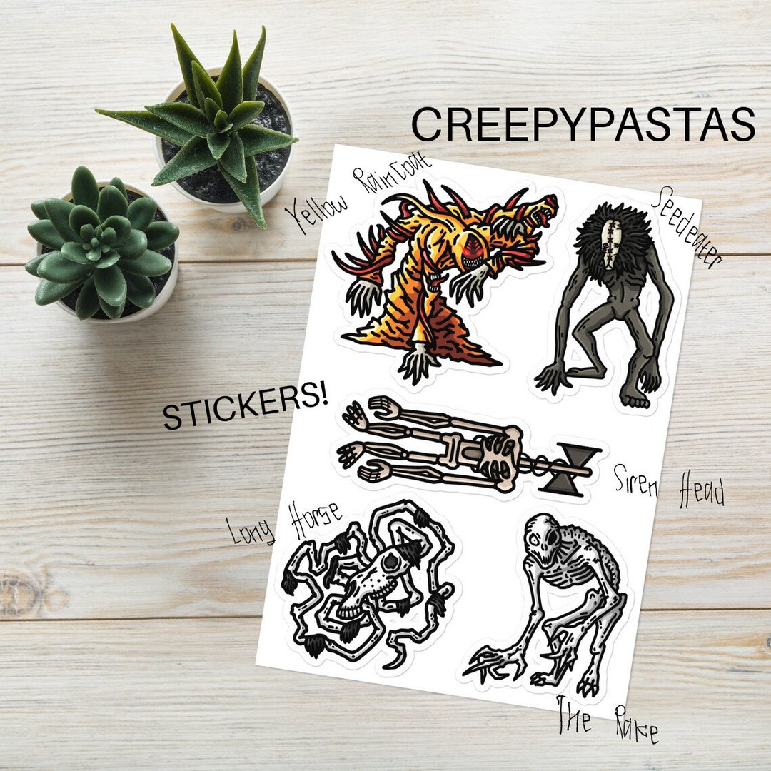 Creepypasta Sticker Collection Sheet Yellow Raincoat the Etsy