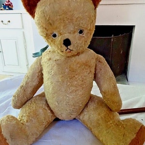 Vieux Ours En Peluche Vintage – Ours Ancien En Paille – Jouet D'antan Déco