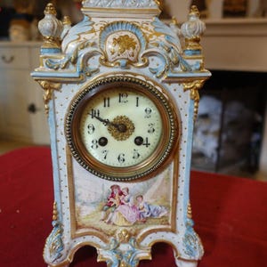 pendule à poser ceramique baroque rococo XIX vintage clock