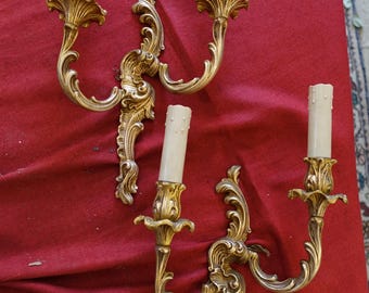 pair of Louis XV gilt bronze wall sconces