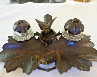 Napoleon III inkwell black drill XIX shabby style