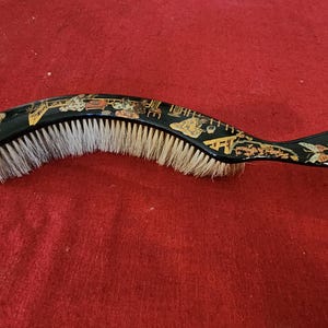 Napoleon III table dustpan in blackened lacquered pear wood with Asian decoration