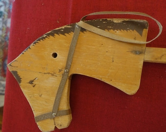 horse stick toy old wooden horse vintage toy