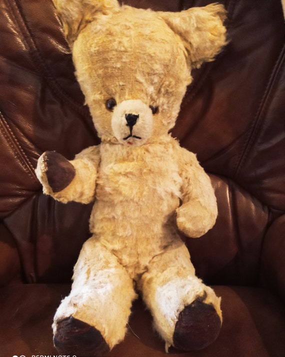 Ancien Ours En Peluche Français Vintage - Ours Teddy Authentique - Occasion