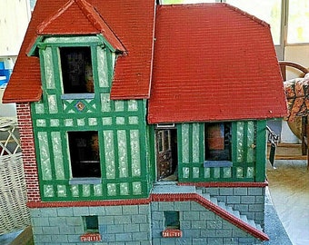 Vintage Puppenhaus XIX altes Welpenhaus Tudor Normand handgefertigt