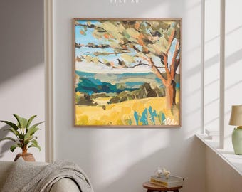 Lienzo cuadrado con paisaje – Arte mural de naturaleza para interiores modernos