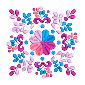 Mexikanisches Blumenstickerei-Design im Otomi-Stil, in 5 Größen