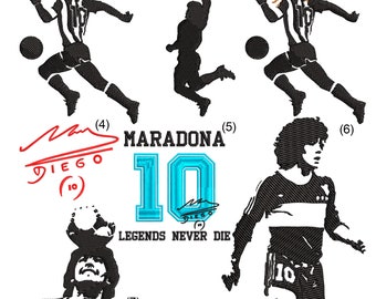 Maradona Embroidery Designs - for Machine Embroidery - 7 Designs