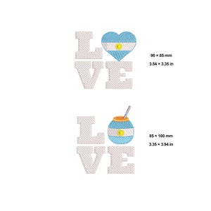 LOVE Argentina Machine Embroidery Designs, 2 Sizes