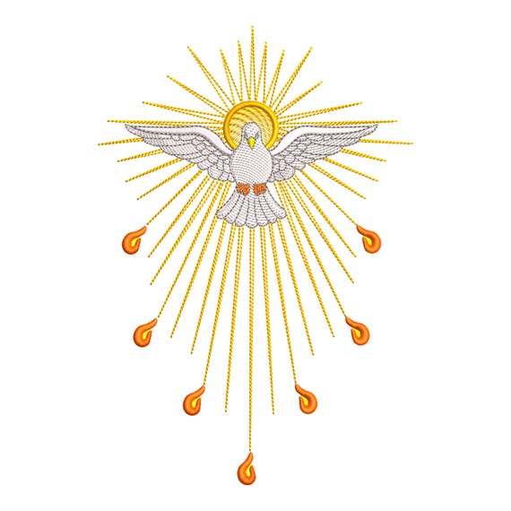 Diseño de bordado de Espíritu Santo, 5 tamaños, para máquina de bordar