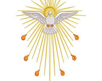 Diseño de bordado Espíritu Santo,   para máquina bordadora, Paloma religión,  Espíritu Santo con fueguitos,