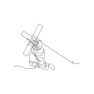 Broderidesign "Jesus väg på korset", för broderimaskin, 3 storlekar