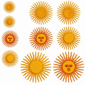 Embroidery designs: Sun of May, Argentine flag sun. 10 designs