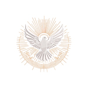 Holy Spirit embroidery design, for embroidery machine, religion dove, Holy Spirit with rays, 3 sizes