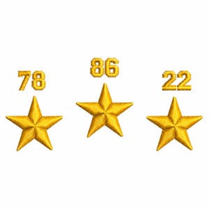 Diseño de bordado de las estrellas de los campeonatos mundiales de fútbol de Argentina y sus fechas