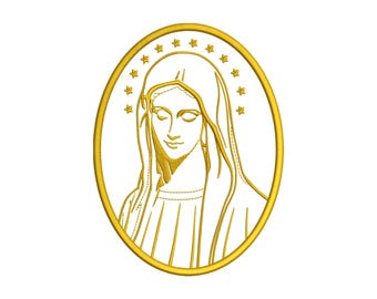 Borduurontwerp Maagd Maria - voor machinaal borduren - 3 maten + gratis downloadbaar ontwerp