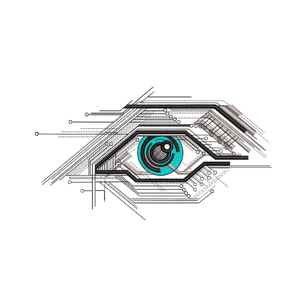 Electronic Eye Embroidery Design, Cyber Eye Embroidery Design, for Embroidery Machine, 4 Sizes