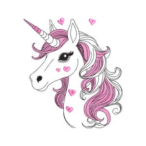 Unicorn head embroidery design - for embroidery machine - 4 sizes