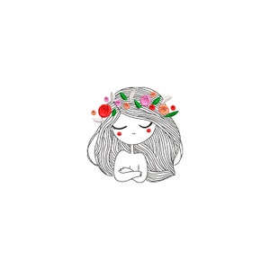 Embroidery design woman with flower crown - for embroidery machine