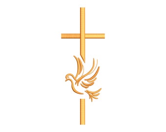 Embroidery design Cross and dove Holy Spirit